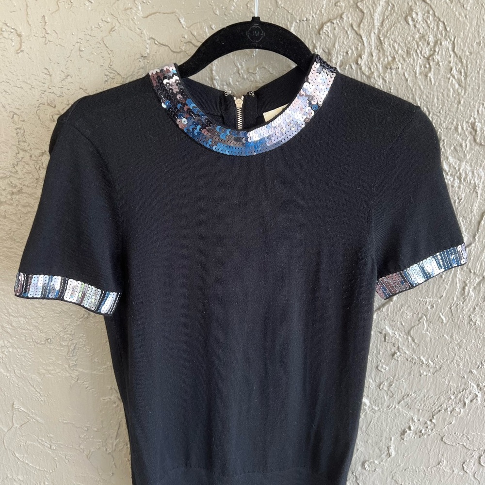 Kate Spade Black and Silver Fitted Embellished Blouse